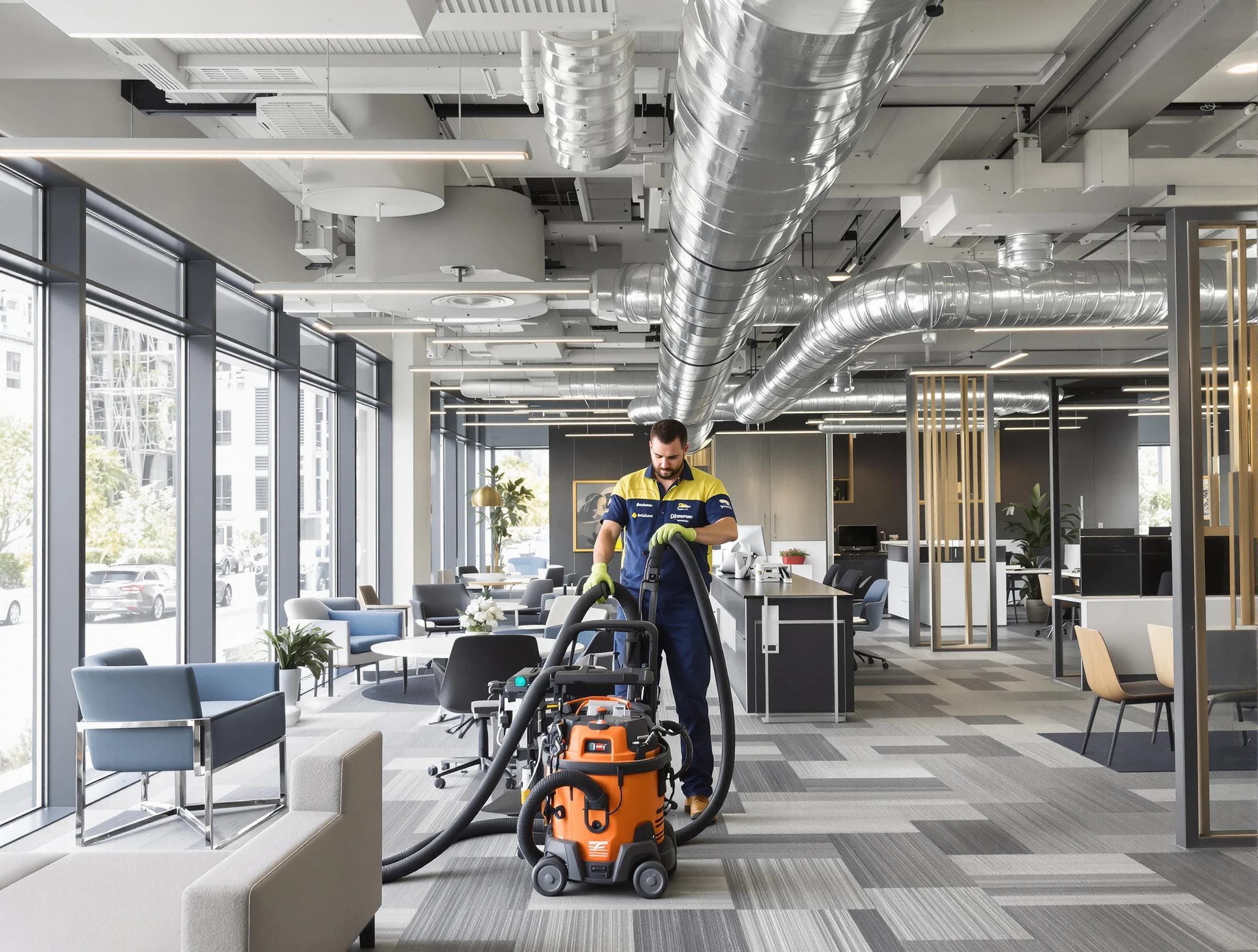 Odenville Air Duct Cleaning team performing thorough commercial duct cleaning at a Odenville business center