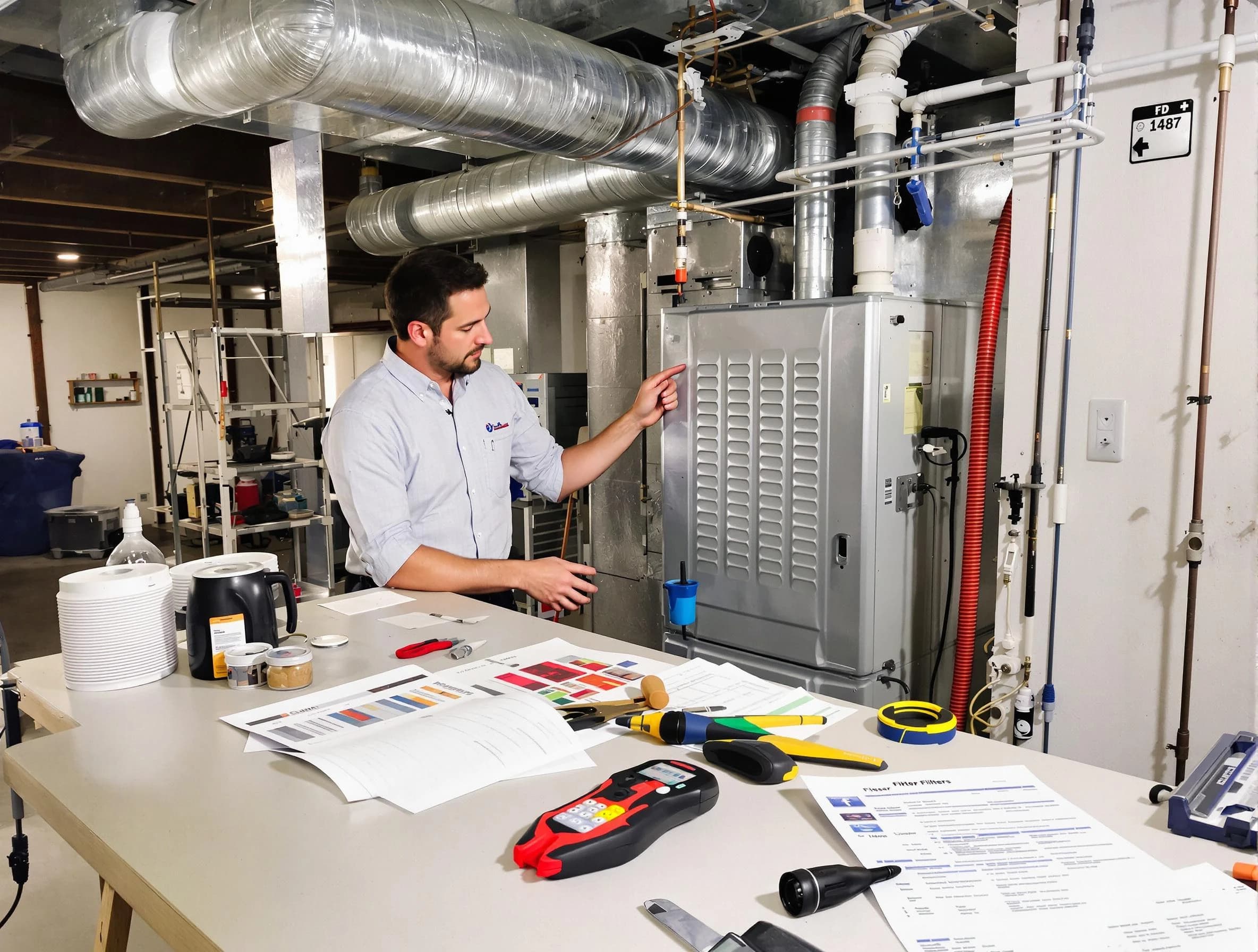 Odenville Air Duct Cleaning inspector conducting detailed filter system evaluation using professional diagnostic tools in Odenville