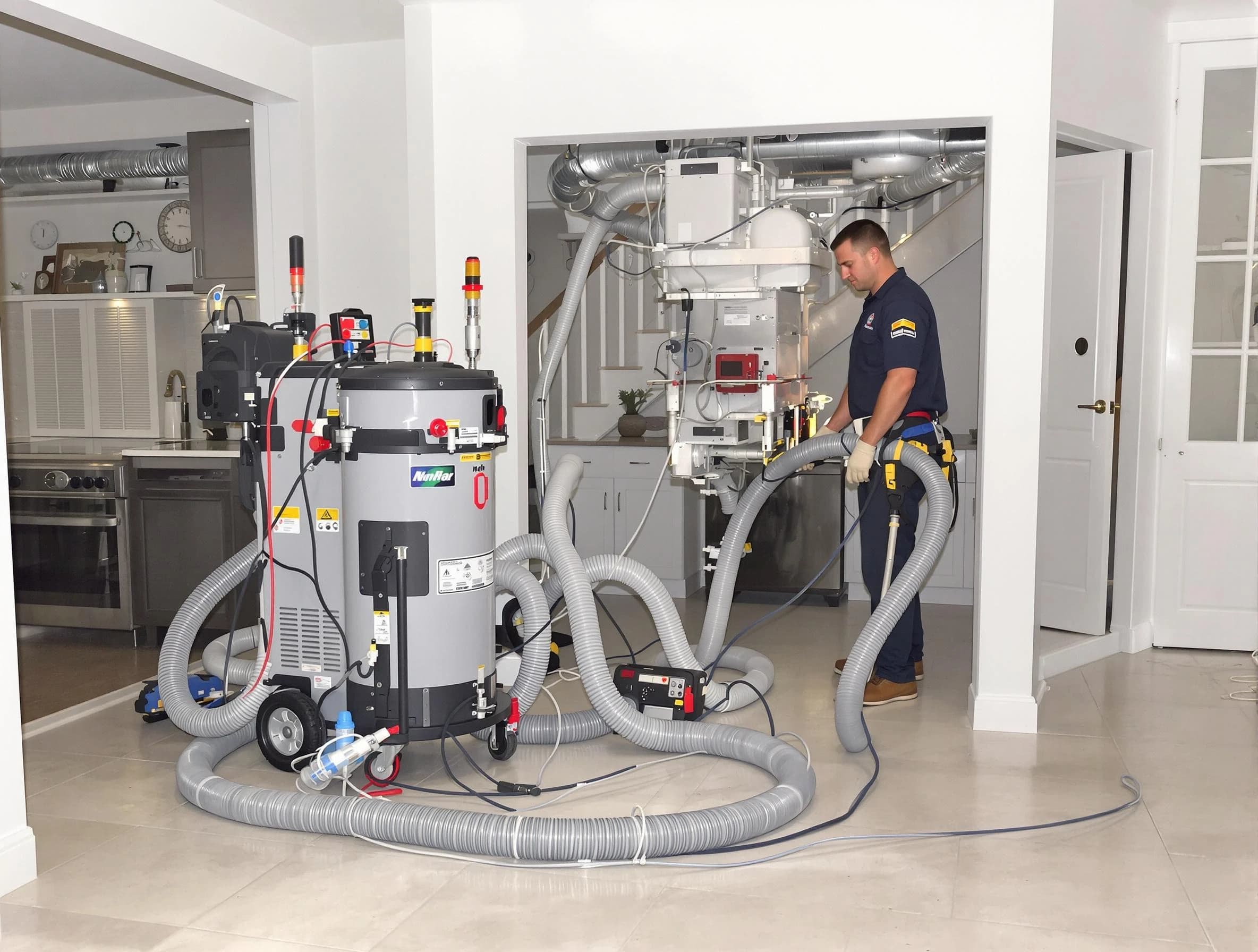 Odenville Air Duct Cleaning technician operating negative pressure cleaning equipment for thorough duct maintenance in Odenville